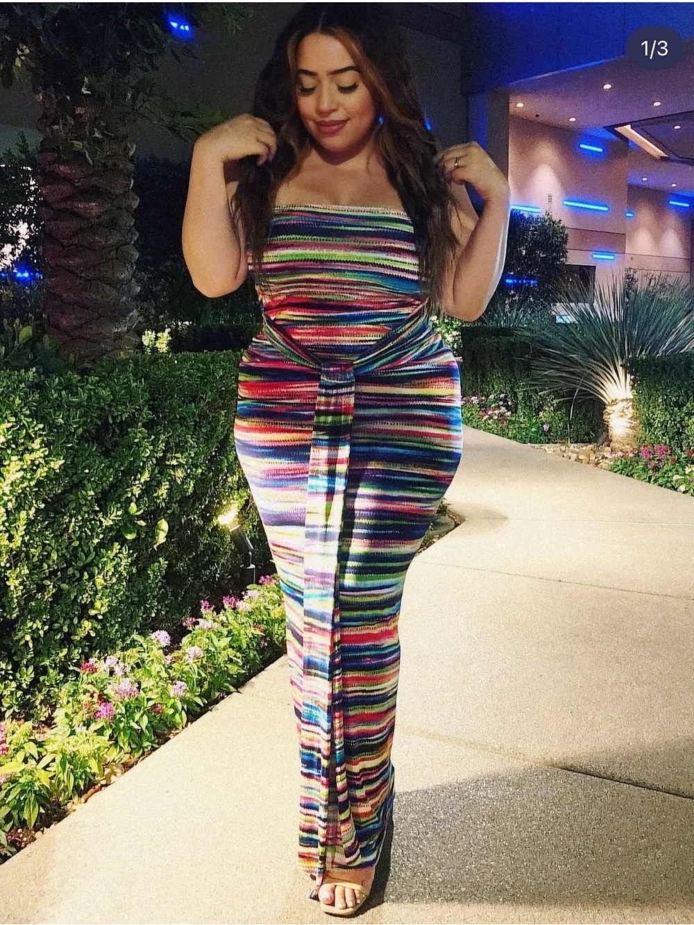 Strapless Multi-Color Maxi Dress - Picture 2 of 2